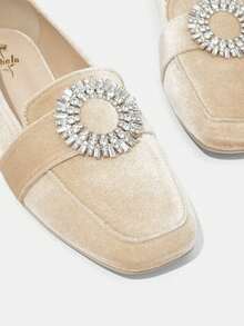 Champagne Colored Korean Velvet Flat Fashionable Comfortable Woman Shoes Flat Shoes For Spring And Summer - Champagne - View 4