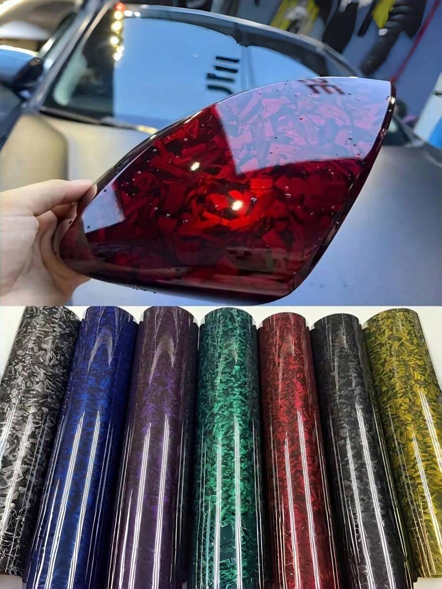 11.81英寸 x 19.69英寸 多尺寸黑/红/紫/蓝碳纤维汽车贴膜，车辆改装贴纸，摩托车乙烯基贴膜