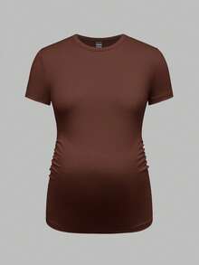 Modmama Maternity Summer City Leisure Round Neck Short Sleeve Solid Color Slim Multi-Color Pregnancy T-Shirt