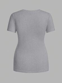 Modmama Plain Color Round Neck Short Sleeve Casual Maternity Top - Pink - View 13