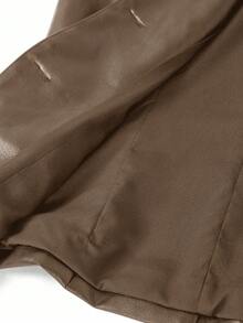 Ellevyn 女士秋季PU皮黑色摩托车夹克背心 - 棕色 - 查看 9