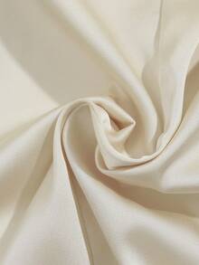 Franclia 女式优雅V领露背前开扣长袖装饰连衣裙 - 杏色 - 查看 4