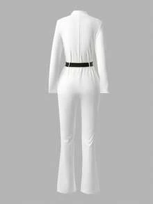 Chiquease 女士撞色喇叭滑雪裤，紧身连体长裤，适合秋冬季户外穿着