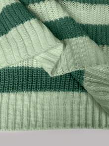 Chiquease Striped Pattern Drop Shoulder Sweater,Long Sleeve Tops Knit Pullover Fall Winter Outfit