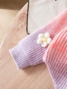 SHEIN Baby Girl, Casual And Cute, Colorful And Flower-Decorated Knitted High-Neck Sweater + Knitted Wide-Leg Pants Two Pieces Set Baby Knitwear Baby Girl Knitted Outfits Rainbow Warm Clothes Baby Girl Baby Girl Sweaters Set Knit Two Piece Toddler Autumn And Winter Two Piece Suit