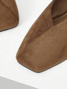 MOTF RETRO BACKLESS BALLET FLATS, FASHION COMFORTABLE ELEGANT SQUARE TOE SLIP-ON DANCE SHOES FOR WOMEN, SUITABLE FOR AUTUMN/WINTER AND ALL SEASONS - Brown - View 6