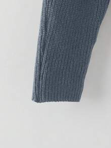 GlowEve Bộ 2 món áo len quấn và quần dệt kim trơn màu thường ngày cho nữ, Thu/Đông - Màu xanh bụi bặm - Xem 3