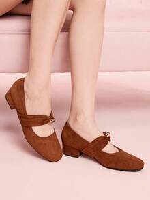 CUCCOO DOLLMOD Bailarinas de ante estilo retro Mary Jane, de punta cuadrada, elegantes y estilizadoras, nuevas llegadas para primavera/otoño - Marrón - Ver 4