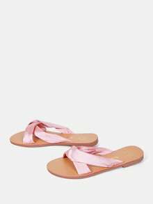 Sandalias Planas Rosa De Moda Para Mujeres - Rosa - Ver 2