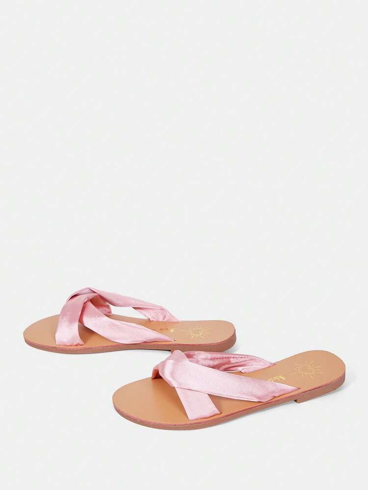 Women'S Fashionable Pink Flat Sandals