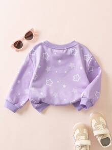 My Little Pony X SHEIN Baby Girl Cute Cartoon Pony Print Crew Neck Long Sleeve Loose Casual Outdoor Purple Sweatshirt - Multicolor - View 2