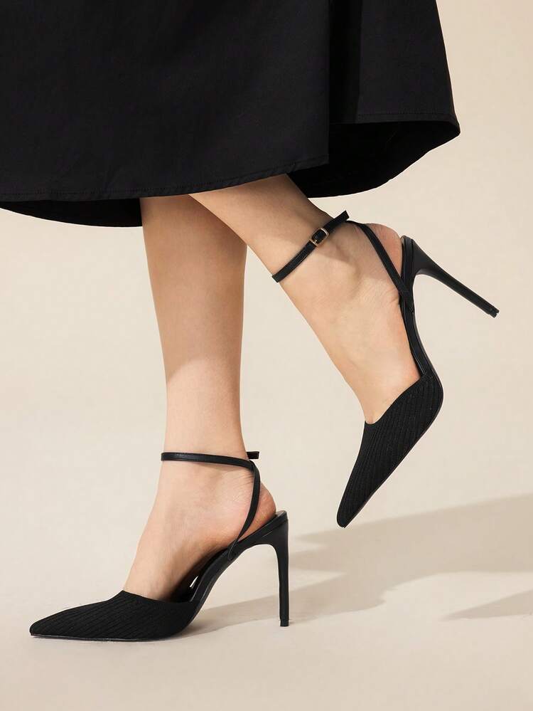 CUCCOO BASICS Women's Pointed Toe Buckle Design Fashionable High Heels, Versatile For Daily Wear