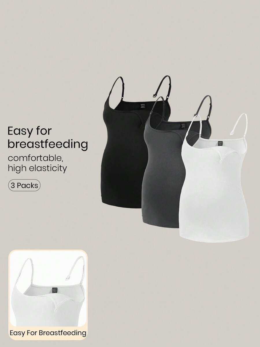 Modmama Maternity Comfy Versatile Solid Color Nursing Camisole - Grey - View 1