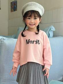 DAZY Young Girls Letter Print Sweatshirt - Pink - View 3