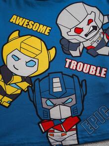 Transformers X SHEIN 2件套 男童可爱字母卡通机器人图案圆领落肩长袖针织休闲T恤 - 彩色 - 查看 7