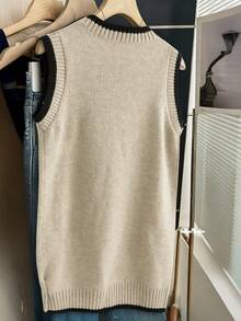 Franclia Women's Autumn/Winter New Arrival Cable Knit Twist Contrast Color Slim Elegant Casual Sweater Dress - Khaki - View 2