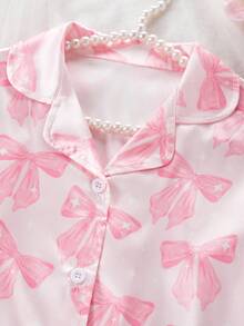 Genkimix Kids 2pcs Tween Girls Cute Bowknot Floral Print Soft Flannel Cardigan Long Sleeve Pants Pajama Set - Multicolor - View 6