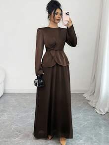 SHEIN Elenzya Vestido elegante de festa em cor sólida com cintura torcida