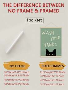 1PC"Fun Cat Art Print - "Please Wash Your Hands" Bathroom & Toilet Decoration, Frameless Canvas Wall Art For Home, Office, Cafe, Perfect Room Decoration - Multicolor - View 13