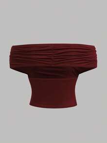 SHEIN Girlism Áo ba lỗ cổ xếp ly trơn màu cho bé gái tuổi teen, đen/trắng/đỏ, đa năng và thời trang - Nhiều màu - Xem 7