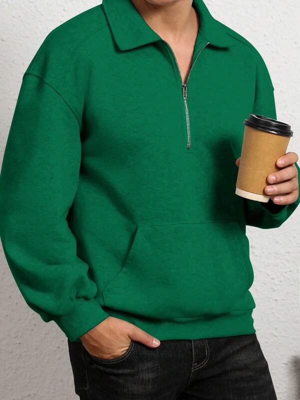 Manfinity Dauomo Men's Solid Color Pullover Sweatshirt, Simple & Fashionable, Suitable For Summer, Fall/Winter