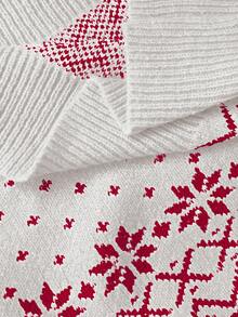 SHEIN LUNE Christmas Reindeer & Snowflake Pattern Dropped Shoulder Knit Sweater For New Year Clothes - Multicolor - View 7