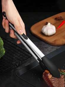 1PC Stainless Steel Tongs - Heat Resistant BBQ & Kitchen Utensil - Multicolor - View 8