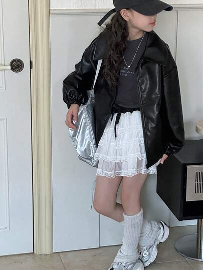 Dazy Kids 少女PU皮夹克