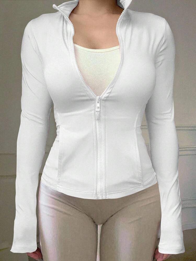 Women's Casual Sports Zipper Jacket, Regular Fit, Spring,Fall Women Clothes Women Coats