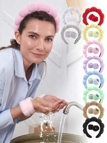 1PC Face Washing Headband Wristband Set For Women Skin Care Makeup Bubble Headband Teen Girl Gift Spa Self Care Facial Tools Beauty Skincare Cleansing - Multicolor - View 1