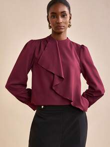 Zivah 2025秋冬新款音乐节、万圣节、圣诞节、复活节、西部风、游牧风、生日派对、毕业典礼、大学、学生、日常休闲、百搭、休闲、度假、邮轮、海滩、日光浴、爆款、街头服饰、婚礼宾客波西米亚风、通勤、早午餐、机场、派对、节日穿搭 - 酒紅色 - 查看 4