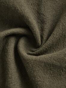 SHEIN Serisse Kids 少女日常休闲基础款100%纯棉弹力腰阔腿裤，适合返校季穿着 - 軍綠色 - 查看 7