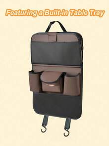 1PC Car Seat Back Organizer With Foldable Tray Large Capacity Storage Bag Adjustable Straps Multi Function For Vehicle Truck SUV Auto Interior Accessories Easy Install Durable Material - Multicolor - View 13