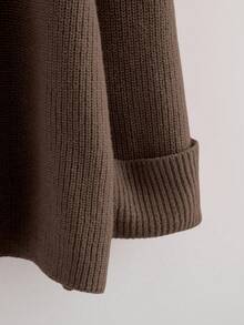 GlowEve 新款时尚女士开衫，欧美时尚百搭简约时尚针织上衣 - 棕色 - 查看 4