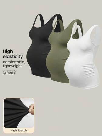 Modmama Maternity Summer Urban Leisure Shoulder Strap Large Round Neck Slim Multi-Colored Tank Top