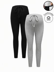 Modmama Maternity Solid Color Twist Knitted Leggings - Multicolor - View 11