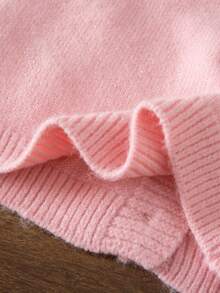 SHEIN Cute Floral Pattern Pink Cardigan, Versatile For Autumn/Winter, Babygirl