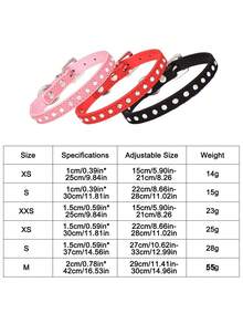 PETSIN طوق جلدي قابل للتعديل للكلاب والقطط صغيرة ومتوسطة الحجم مزين بالراين - الظلام - مشاهدة 10