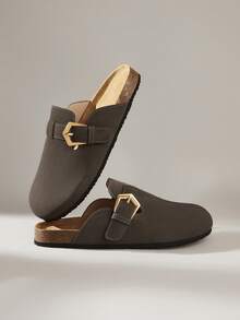 Solecia Sepatu Selop Wanita Kasual Warna Polos - Dark Grey - View 3