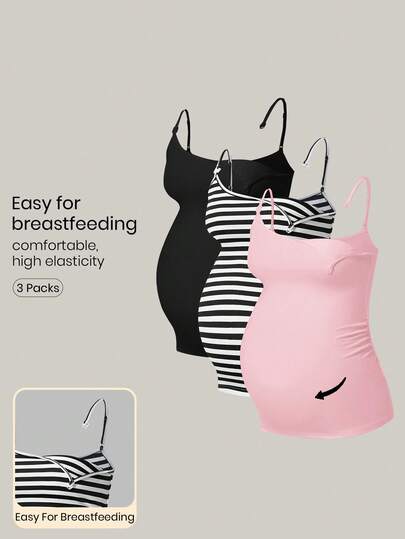 Modmama 3pcs Women Nursing Sets, Wool Lining, Tight Camisole And Pants, Suitable For Running, Fitness, Outdoor Sports