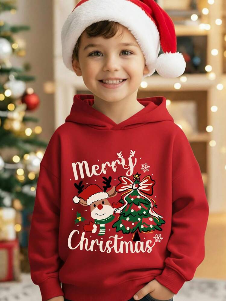 未使用　TAO　XMAS SWEATSHIRT 4Y SHEIN Young Boys' Casual Minimalist Christmas Element Pattern Cozy