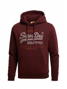 Classic Mens Hoodie Red - Burgundy - View 4