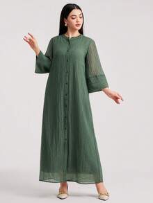 Veilorie 保守休闲女式阿拉伯风格连衣裙 - 綠色 - 查看 3