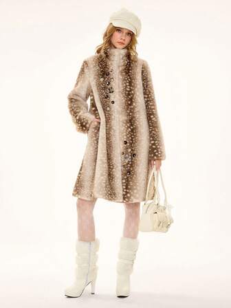 Hippie Cute Deer Fairy Holiday Faux Fur Jacket For Women