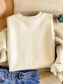 INAWLY Neuer Weihnachts-bedruckter Rundhals-Sweatshirt in Apricot für Frauen - Aprikosenfarben - Übersicht 2