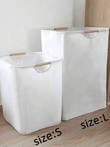 一款纯色洗衣篮，白色手持可折叠洗衣篮，适用于家庭洗涤西裤、鞋子、牛仔裤、靴子、裙子等。也可作为浴室收纳篮使用。 - 白色 - 查看 5