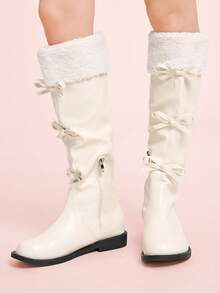 CUCCOO DOLLMOD 女式复古过膝长靴，圆头修身高筒马靴 - 米色 - 查看 5