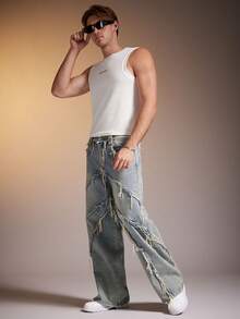 FeverCity Camiseta de tirantes de ajuste ceñido con estampado de letras de cuello redondo para hombre, de verano - Blanco - Ver 3