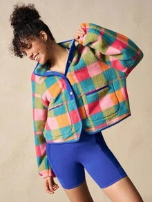 VARSIVA 女士彩色格子长袖休闲抓绒卫衣 - 彩色 - 查看 9