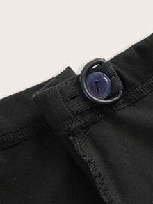 Modmama 2 件孕妇纯色喇叭裤，带可调节腰围和宽腰带紧身裤套装 - 黑色 - 查看 8